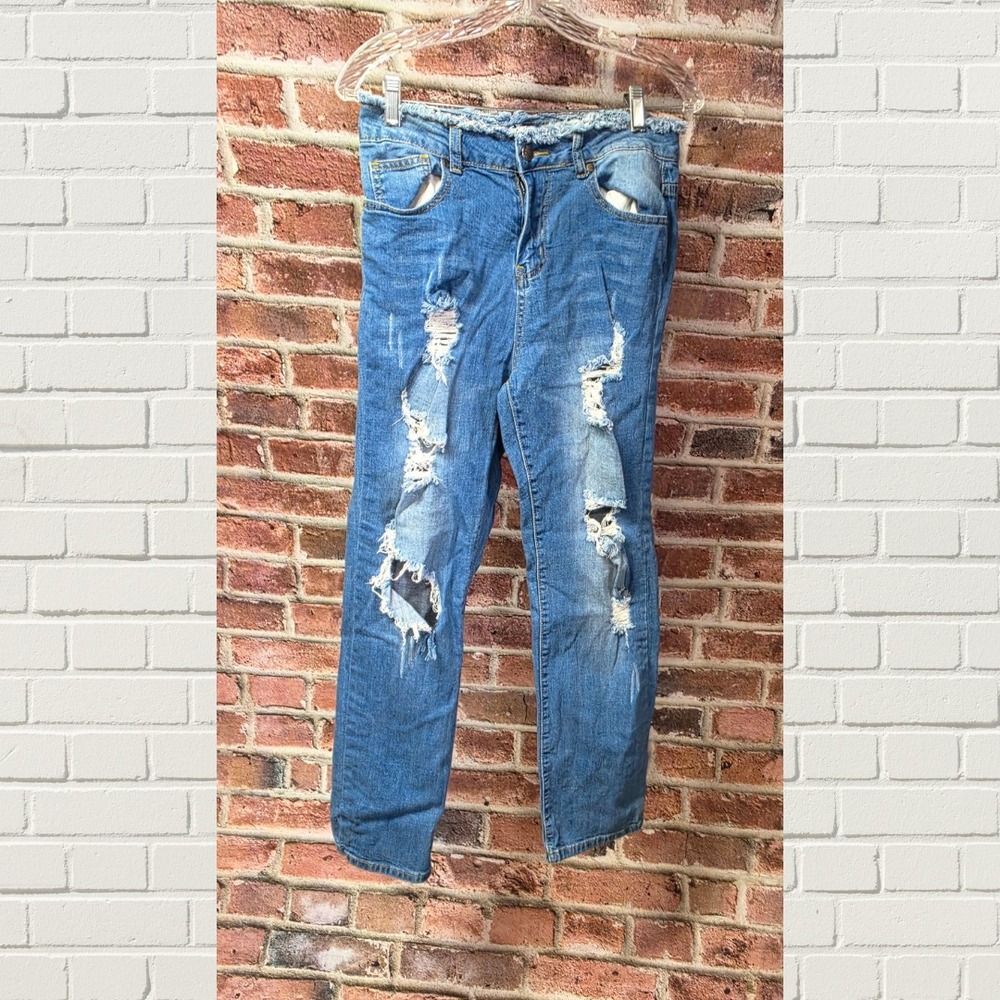 Women's BETWEEN US High Rise Distressed Slim Denim‎ Jeans Size 9